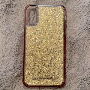 iPhone XS phone case, Gold glitter